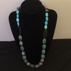 South Western Turquoise, Jet stone necklace 24”